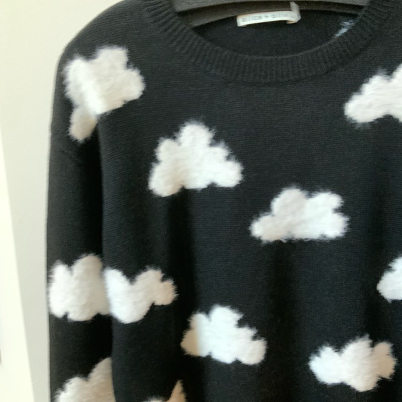 BEAUTIFUL BRAND NEW ALICE + OLIVIA GLEESON FUZZY CLOUD SWEATER IN BLACK & WHITE - Picture 14 of 16